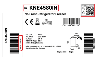 KNE4580IN label example
